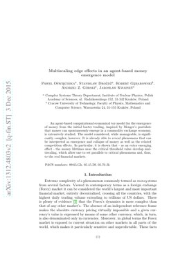 Kifuniko cha Waraka PDF - Athari za Mipaka ya Kipimo Mbalimbali Katika Mfano wa Kujitokeza kwa Pesa Kulingana na Wakala