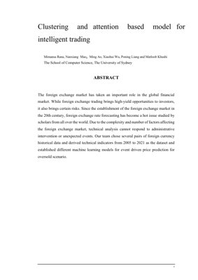 PDF Document Cover - Clustering and Attention-Based Model for Intelligent Forex Trading