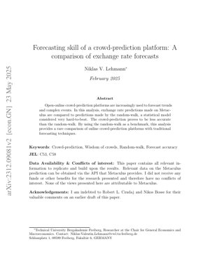 PDF文檔封面 - 群眾預測 vs 隨機漫步：匯率預測準確度比較分析