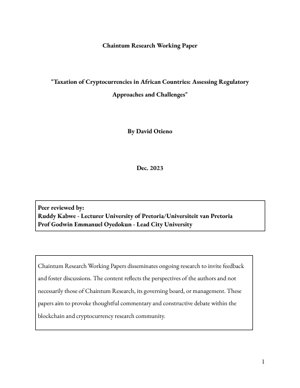 PDF文檔封面 - 非洲國家加密貨幣稅務政策：監管方式同挑戰