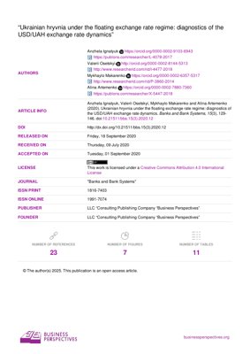 PDF Belge Kapağı - Dalgalı Rejim Altında USD/UAH Döviz Kuru Dinamiklerinin Teşhisi